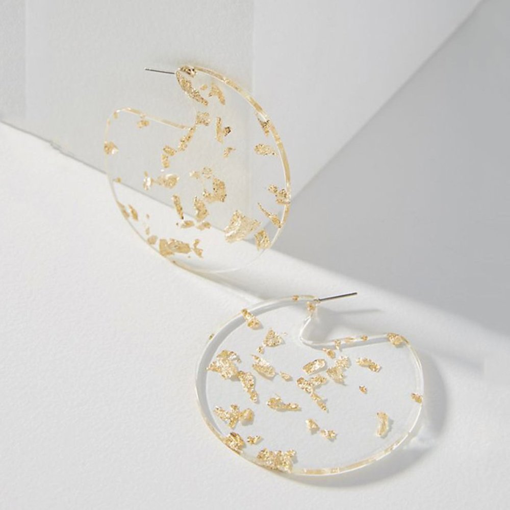Anthropologie Glitter Disc Earrings